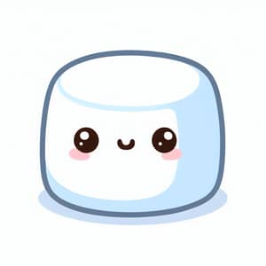 Adorable Snow-White Marshmallow | Kawaii-Style Eyes & Cheerful Expression