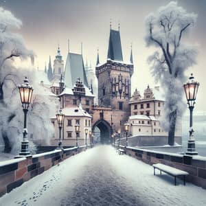 Captivating Winter Scene in Prague | Gothic Castle in Snow