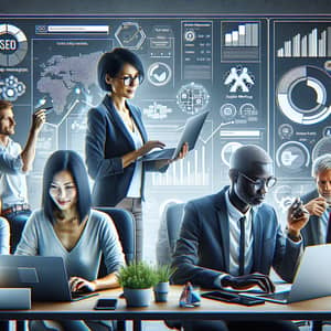 Digital Illustration of Diverse Professionals in Modern Office Environment
