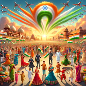 Celebration of Indian Republic Day - Diverse Cultural Parade Scene