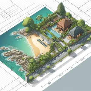 Architectural Plot Plan for 200x65 ft Lot with Rocky Beach View