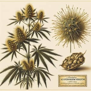 Acanthospermum hispidium Botanical Illustration