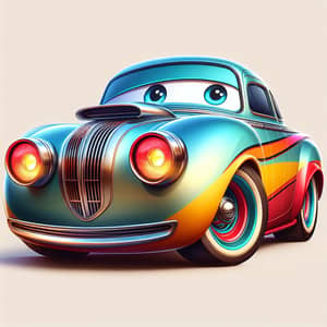 Animated-Style Car with Expressive Headlights for Fun Adventures