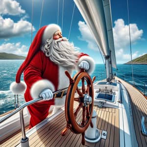 Festive Christmas Figure on Sailing Yacht