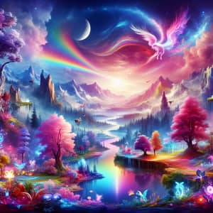Enchanted Forest Panoramic Landscape - Vibrant Colors & Magical Elements