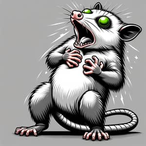 Dramatic Possum Caricature Vector Graphic | Heart Attack Pose