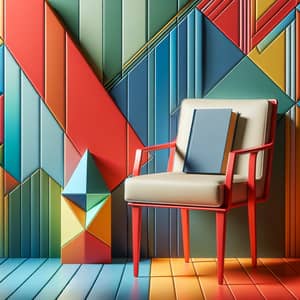 Vibrant Colors and Geometric Shapes in Single Chair Room