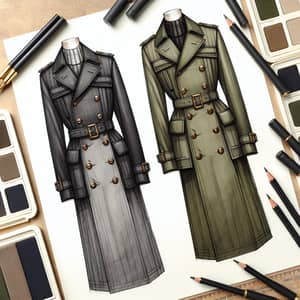 Contemporary Military-Style Coat Fashion Sketch