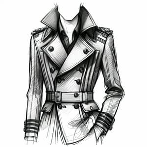 Modern Military Style Fashion Sketch | Trendy Coat Design