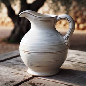 Traditional White Ceramic Jug for Serving Water or Wine