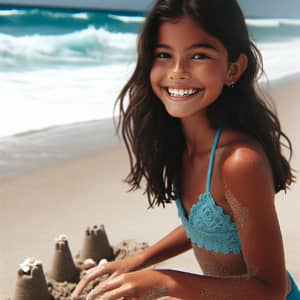12-Year-Old Hispanic Girl at Beach | Summertime Joy