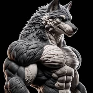 Powerful Muscular Wolf Character Profile | Grey & White Fur