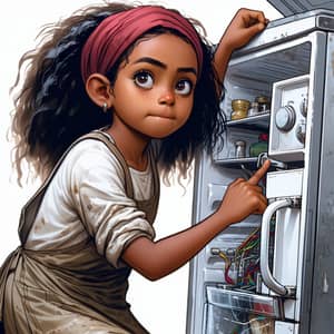 Young Ethiopian Girl's Determination Fixing Refrigerator