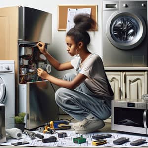 Young Ethiopian Girl Mastering Home Appliance Maintenance