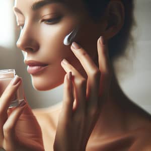 Caucasian Woman Applying Face Cream | Skincare Routine
