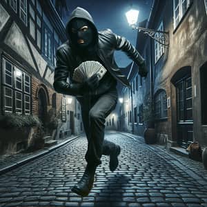 High-Stakes Heist in Landzberg: Masked Thief Steals Currency Under Moonlight