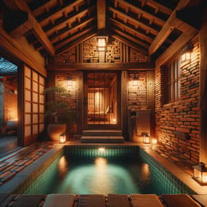 Cozy Traditional Room with Small Swimming Pool at Night