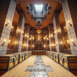 Spacious Minecraft Treasure Room with Stone and Wood