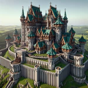 Minecraft 1.20 Medieval Castle with Oxidized Copper Roofs