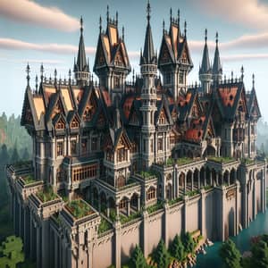Grand Gothic Medieval Modern Castle with Copper Roofing in Minecraft HD