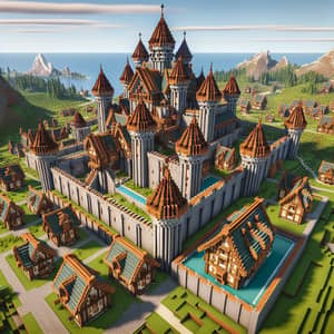 Large Modern Medieval Castle in Minecraft 1.20 with Copper Roofs