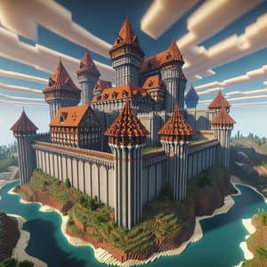 Detailed Minecraft Castle with Modern Medieval Walls