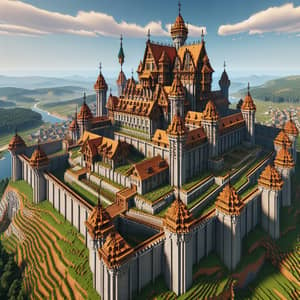 Large Medieval Castle with Copper Rooves in Minecraft 1.20