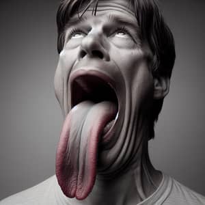 Caucasian Man with Long Tongue - Astonishing Facial View