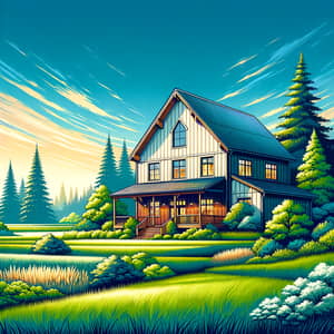 Barnhouse Style Panel-Frame House in Serene Landscape