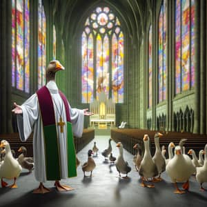 Goose Catholic Church Leader: Symbolic Imagery in a Cathedral Setting