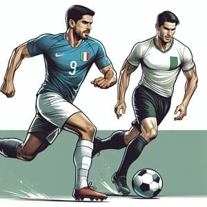 Intense Football Match: South American vs Southern European Players