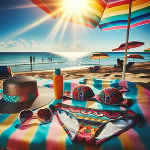 Summer Beach Day: Sunny Skies, Crystal Blue Ocean & Colorful Vibes