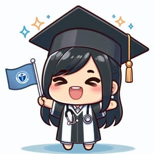 Cute Chibi Girl Graduated in Medical Technology with Toga & Stethoscope