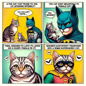 Cat Batman Comic - Adventure with Cat Thief and Future Robin Cat