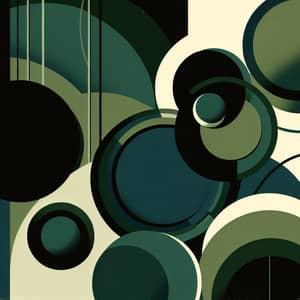 Green Circular Shapes Art | Abstract Nonrepresentational Illustration
