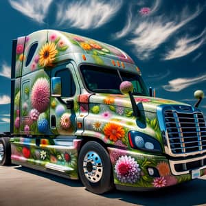 Freightliner Cascadia Covered by Vibrant Flowers
