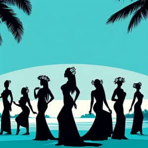Elegant Polynesian Women in Minimalistic Style