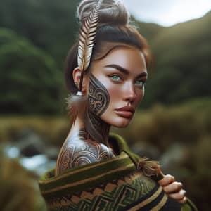Captivating Maori Woman Portrait in Traditional Attire