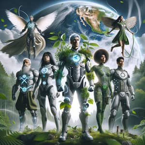 Futuristic Guardians of Mother Earth - Diverse Human-like Protectors