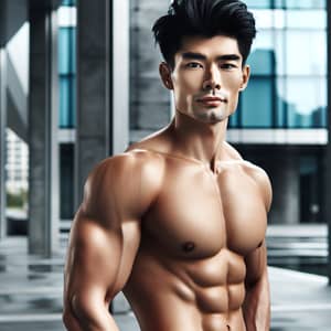 Toned Asian Man: Fashionable, Confident, Athletic | Urban Setting