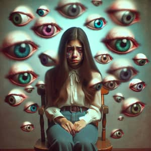 Ethereal Portrait of a Teary-Eyed Hispanic Girl