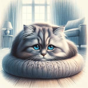 Melancholic Grey Cat | Tranquil Home Setting