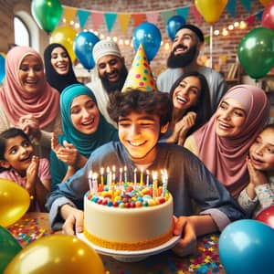 Middle-Eastern Boy Birthday Celebration with Family and Friends