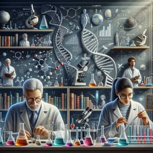 Laboratory Scene: Science, DNA Analysis, Chemical Reactions