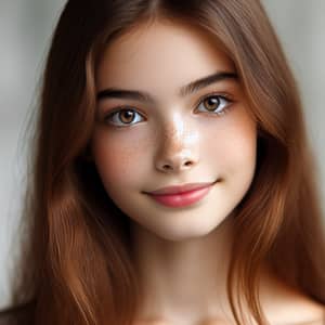 Portrait of an 18-Year-Old Girl with Light Brown Hair and Honey-Colored Eyes
