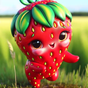 Joyful Strawberry Character | Vibrant Summer Field