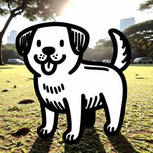 Artline Dog Drawing: Friendly Dog with Black Outline
