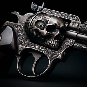 1900 Antique Revolver with Skull Design | Historical Firearm