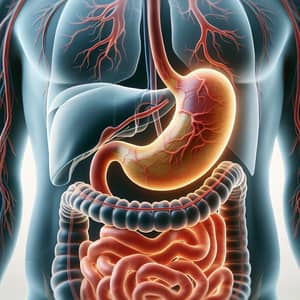 Human Stomach Anatomy Illustration: Body, Esophagus, Intestine