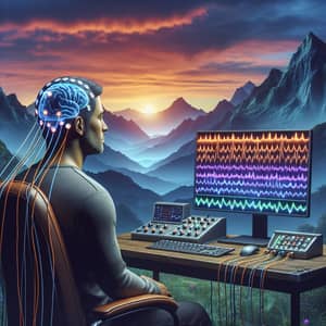 Neurofeedback Image - Calm Scene with Brain Waves